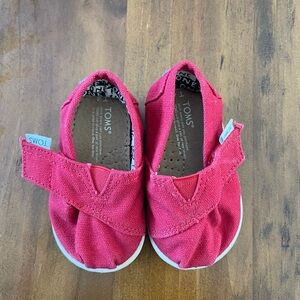 Toms Pink Moccasin Shoes with Canvas Detail
